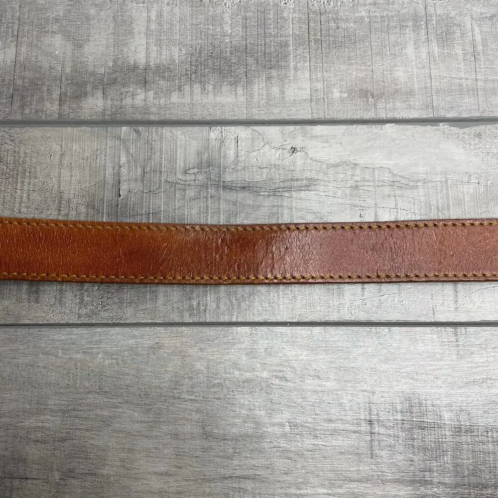 Vintage BRAND by CALDWELL Western Brown Leather 1 in Belt Brass Buckle 24 Small